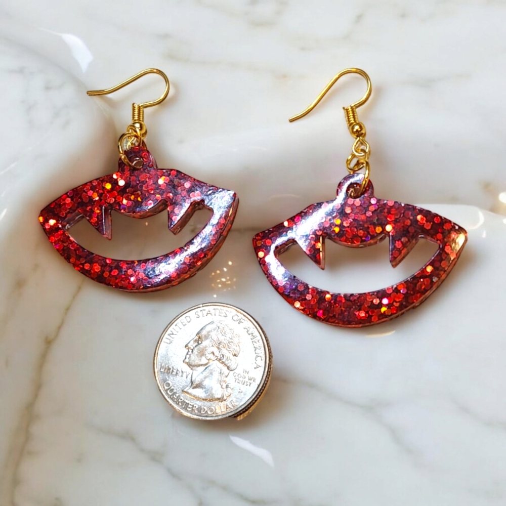 Vampire Teeth/ Handmade Resin Earrings - Picture 4 of 5